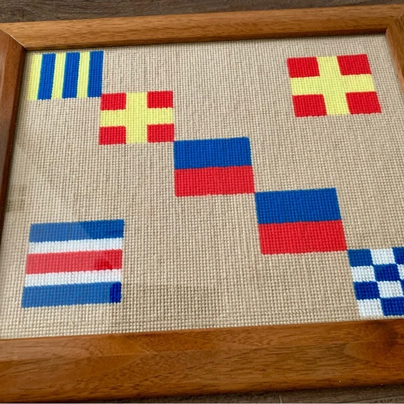 Vintage Decorative Wood Tray With  Embroidery Insert 14/17 Inch - Picture 12 of 13